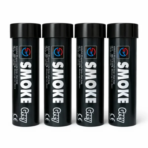 Black_Grey-Smoke-Flare-4-Pack.webp Grey Smoke Flare 90 Seconds – Wire Pull Dark Effect Smoke Bomb