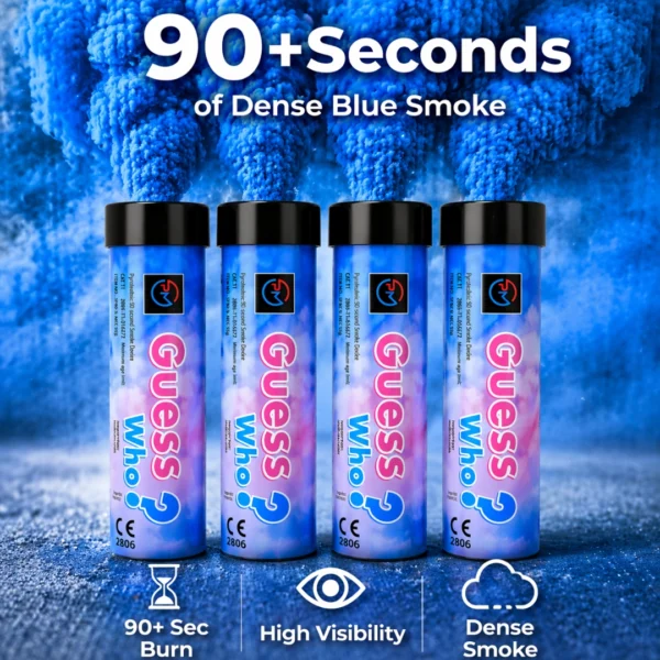 Blue-Gender-Reveal-Smoke-Flare-4-Pack-Information.webp Blue Gender Reveal Smoke Flare 90 Seconds – Boy Reveal Smoke Bomb