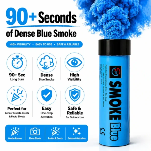Blue-Smoke-Flare-90-Second-Information.webp Blue Smoke Flare 90 Seconds – Wire Pull Colour Smoke Bomb