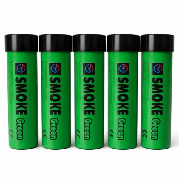 Green-Smoke-Flare-5-Pack.webp Green Smoke Flare 90 Seconds – Wire Pull High Density Smoke Bomb