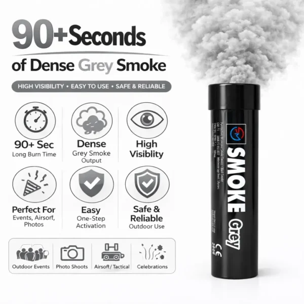 Grey-Smoke-Flare-90-Seconds-Information-1.webp Grey Smoke Flare 90 Seconds – Wire Pull Dark Effect Smoke Bomb