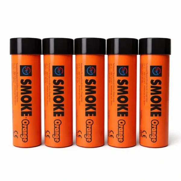 Orange-Smoke-Flare-5-Pack.webp Orange Smoke Flare 90 Seconds – Wire Pull High Visibility Smoke Bomb