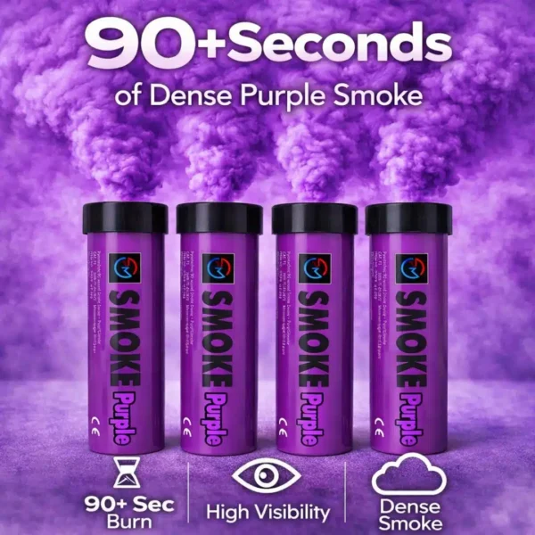 Purple Smoke Flare 90 Seconds – Wire Pull Colour Smoke Bomb