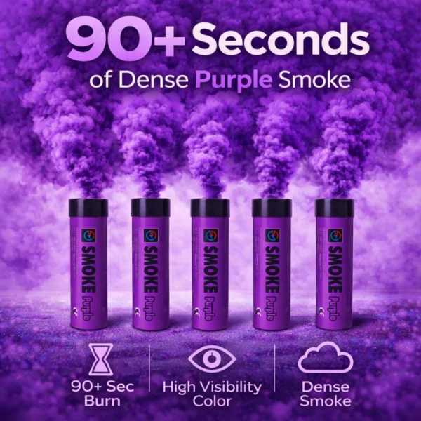 Purple Smoke Flare 90 Seconds – Wire Pull Colour Smoke Bomb