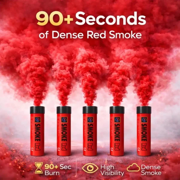 Red-Smoke-Flare-5-Pack-Information.webp Red Smoke Flare 90 Seconds – Wire Pull High Impact Smoke Bomb