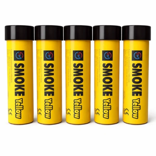 Yellow-Smoke-Flare-5-Pack.webp Yellow Smoke Flare 90 Seconds – Wire Pull High Visibility Smoke Bomb