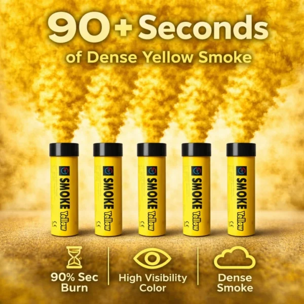Yellow-Smoke-Flare-5-Pack-Information.webp Yellow Smoke Flare 90 Seconds – Wire Pull High Visibility Smoke Bomb